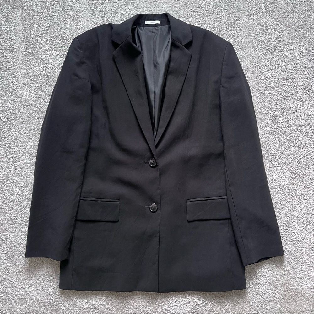 Calvin Klein Black Soft Twill Relaxed Fit Blazer Jacket